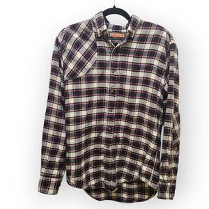 Ball and Buck The Hunters Shirt Plaid Flannel Button Up Elbow Patch USA Men's M